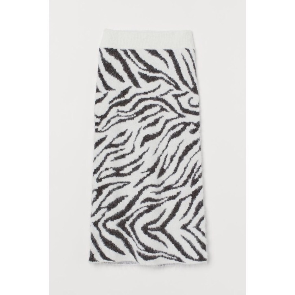 Zebra Print Jacquard-knit Skirt